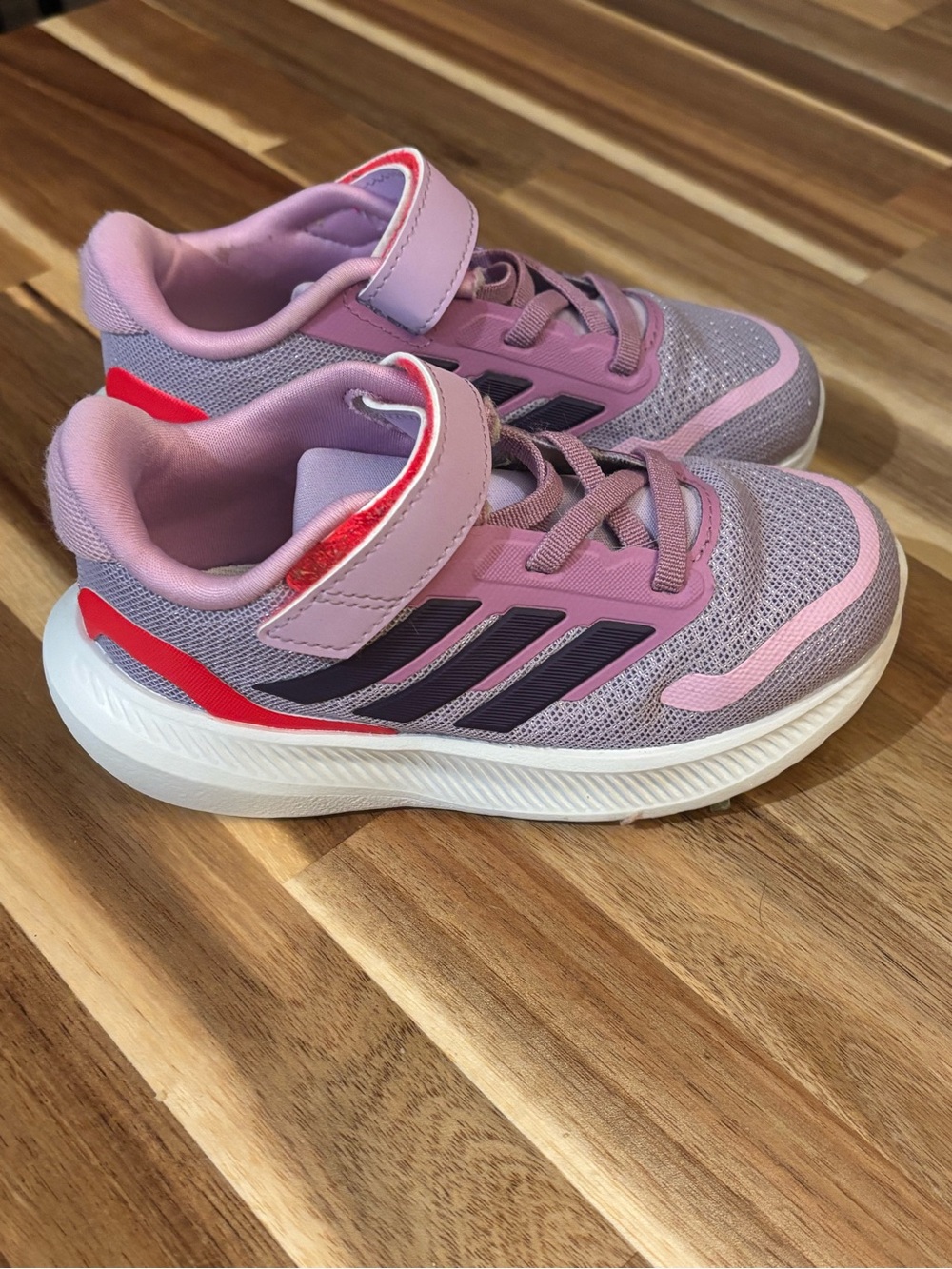 Kids Lightweight Purple Adidas Sneakers with Velcro Strap- Little Kids US 9